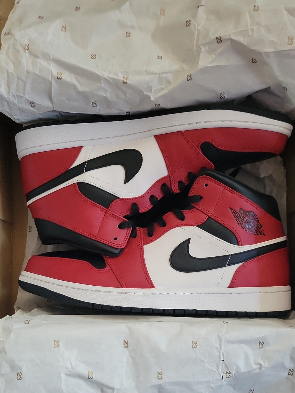 Jordan Men’s Mid Sneakers - Red/White/Black